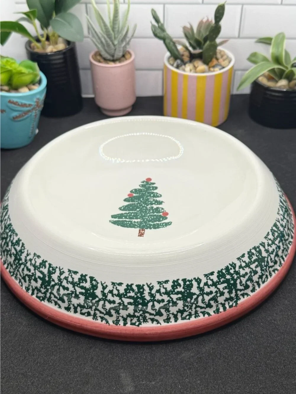 Bizzirri Christmas Tree Ceramic Serving Bowl Made In Italy - Festive Holiday Des